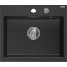 Mexen Oscar graniittinen 1-allasinen keittiöallas 580 x 490 mm, musta/hopeametaali, kromattu sifoni - 6519581000-73