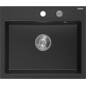 Mexen Oscar lava-loiça de granito 1-bacia 580 x 490 mm, preto/prateado metálico, sifão cromado - 6519581000-73