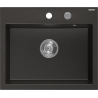 Mexen Oscar granieten gootsteen 1-bak 580 x 490 mm, zwart/goud metallic, chroom sifon - 6519581000-75