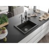 Mexen Oscar granitā izlietne ar vienu bļodu 580 x 490 mm, melna/zeltīta metāliks, hroma sifons - 6519581000-75