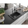 Mexen Oscar évier en granit 1 bac 580 x 490 mm, noir moucheté, siphon chromé - 6519581000-76