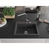 Mexen Oscar évier en granit 1 bac 580 x 490 mm, noir moucheté, siphon chromé - 6519581000-76