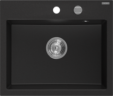 Mexen Oscar νεροχύτης γρανίτης μονής λεκάνης 580 x 490 mm, μαύρος, σιφόνι