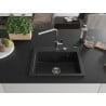 Mexen Oscar fregadero de granito de 1 compartimento 580 x 490 mm, negro, sifón cromado - 6519581000-77