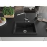Mexen Oscar granieten gootsteen 1-komorig 580 x 490 mm, zwart, sifon chroom - 6519581000-77