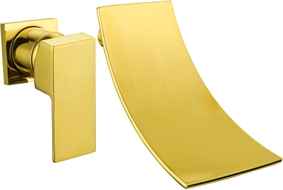 Mexen Celia wall-mounted washbasin faucet, gold - 747415-50