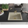 Mexen Oscar granitische spoelbak 1-komerig 580 x 490 mm, beige, gouden sifon - 6519581000-69-G