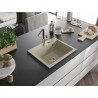 Mexen Oscar fregadero de granito de 1 seno 580 x 490 mm, beige, sifón dorado - 6519581000-69-G