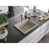 Mexen Oscar single-bowl granite sink 580 x 490 mm, beige, golden siphon - 6519581000-69-G