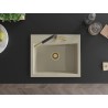 Mexen Oscar fregadero de granito de 1 seno 580 x 490 mm, beige, sifón dorado - 6519581000-69-G