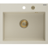 Mexen Oscar évier en granit 1 bac 580 x 490 mm, beige, siphon doré - 6519581000-69-G