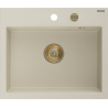 Mexen Oscar Granitspüle 1-Becken 580 x 490 mm, beige, goldener Siphon - 6519581000-69-G