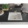 Mexen Oscar granitni sudoper s jednom komorom 580 x 490 mm, bijeli, zlatni sifon - 6519581000-20-G
