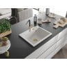 Mexen Oscar évier de cuisine en granit 1 bac 580 x 490 mm, blanc, siphon doré - 6519581000-20-G