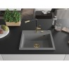 Mexen Oscar fregadero de granito de 1 seno 580 x 490 mm, gris, sifón dorado - 6519581000-71-G