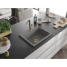 Mexen Oscar fregadero de granito de 1 seno 580 x 490 mm, gris, sifón dorado - 6519581000-71-G