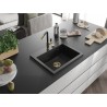 Mexen Oscar Granitspüle 1-Schüssel 580 x 490 mm, schwarz/silber metallic, goldener Siphon - 6519581000-73-G