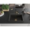 Mexen Oscar Granitspüle 1-Kammer 580 x 490 mm, schwarz/golden metallic, goldener Siphon - 6519581000-75-G