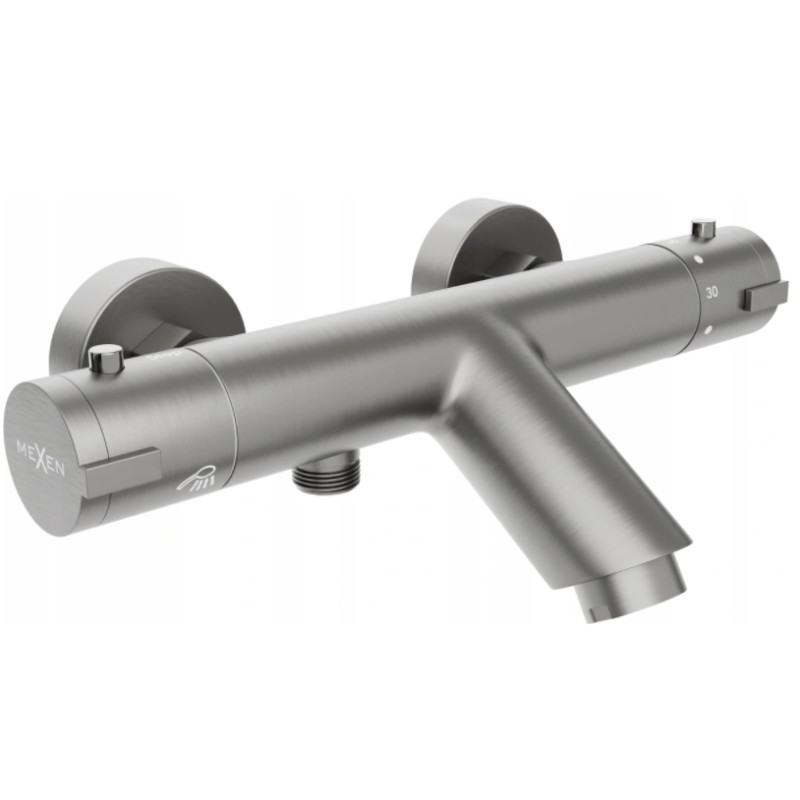 Mexen Kai termostatisk badkarsblandare, borstad gun gray - 77300-66