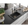 Mexen Oscar fregadero de granito de 1 compartimento 580 x 490 mm, negro moteado, sifón dorado - 6519581000-76-G