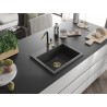 Mexen Oscar granitische spoelbak 1-komoers 580 x 490 mm, zwart gespikkeld, gouden sifon - 6519581000-76-G