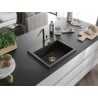 Mexen Oscar granitni sudoper s jednom komorom 580 x 490 mm, crni, zlatni sifon - 6519581000-77-G