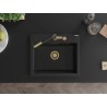 Mexen Oscar granieten spoelbak 1-kamer 580 x 490 mm, zwart, gouden sifon - 6519581000-77-G