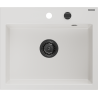 Mexen Oscar fregadero de granito de 1 cubeta 580 x 490 mm, blanco, sifón negro - 6519581000-20-B