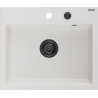 Mexen Oscar Granitspüle 1-Becken 580 x 490 mm, weiß, schwarzer Siphon - 6519581000-20-B