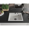 Mexen Oscar granieten spoelbak 1-kompartement 580 x 490 mm, wit, zwarte sifon - 6519581000-20-B