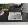 Mexen Oscar Granitspüle 1-Becken 580 x 490 mm, weiß, schwarzer Siphon - 6519581000-20-B