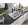Mexen Oscar fregadero de granito de 1 seno 580 x 490 mm, blanco, sifón negro - 6519581000-20-B