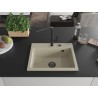 Mexen Oscar granitische spoelbak 1-komor 580 x 490 mm, beige, zwarte sifon - 6519581000-69-B