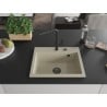 Mexen Oscar granitni sudoper s jednom komorom 580 x 490 mm, bež, crni sifon - 6519581000-69-B