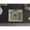 Mexen Oscar évier en granit à 1 bac 580 x 490 mm, beige, siphon noir - 6519581000-69-B
