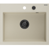 Mexen Oscar 1-bowl granite sink 580 x 490 mm, beige, black siphon - 6519581000-69-B