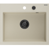 Mexen Oscar granitische spoelbak 1-komor 580 x 490 mm, beige, zwarte sifon - 6519581000-69-B