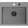 Mexen Oscar fregadero de granito de 1 compartimento 580 x 490 mm, gris, sifón negro - 6519581000-71-B