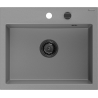 Mexen Oscar granitni sudoper s 1 komorom 580 x 490 mm, sivi, crni sifon - 6519581000-71-B