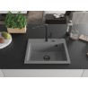 Mexen Oscar granit gootsteen 1-kamer 580 x 490 mm, grijs, zwarte sifon - 6519581000-71-B