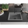 Mexen Oscar granitni sudoper s 1 komorom 580 x 490 mm, sivi, crni sifon - 6519581000-71-B