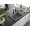 Mexen Oscar granit gootsteen 1-kamer 580 x 490 mm, grijs, zwarte sifon - 6519581000-71-B