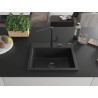 Mexen Oscar fregadero de granito de 1 cubeta 580 x 490 mm, negro/metálico plateado, sifón negro - 6519581000-73-B