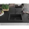 Mexen Oscar Granitspüle 1-becken 580 x 490 mm, schwarz/silber metallic, schwarzer Siphon - 6519581000-73-B