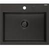 Mexen Oscar fregadero de granito de 1 compartimento 580 x 490 mm, negro/dorado metálico, sifón negro - 6519581000-75-B