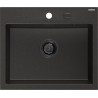Mexen Oscar granite sink 1-bowl 580 x 490 mm, black/gold metallic, black siphon - 6519581000-75-B