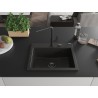 Mexen Oscar évier en granit à 1 cuve 580 x 490 mm, noir/doré métallique, siphon noir - 6519581000-75-B