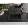 Mexen Oscar granite sink 1-bowl 580 x 490 mm, black/gold metallic, black siphon - 6519581000-75-B