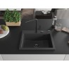 Mexen Oscar fregadero de granito de 1 seno 580 x 490 mm, negro moteado, sifón negro - 6519581000-76-B