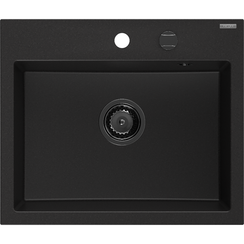 Mexen Oscar νεροχύτης από γρανίτη 1-θάλαμος 580 x 490 mm, μαύρος, σιφόνι μαύρο